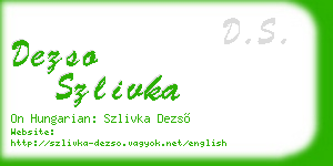 dezso szlivka business card